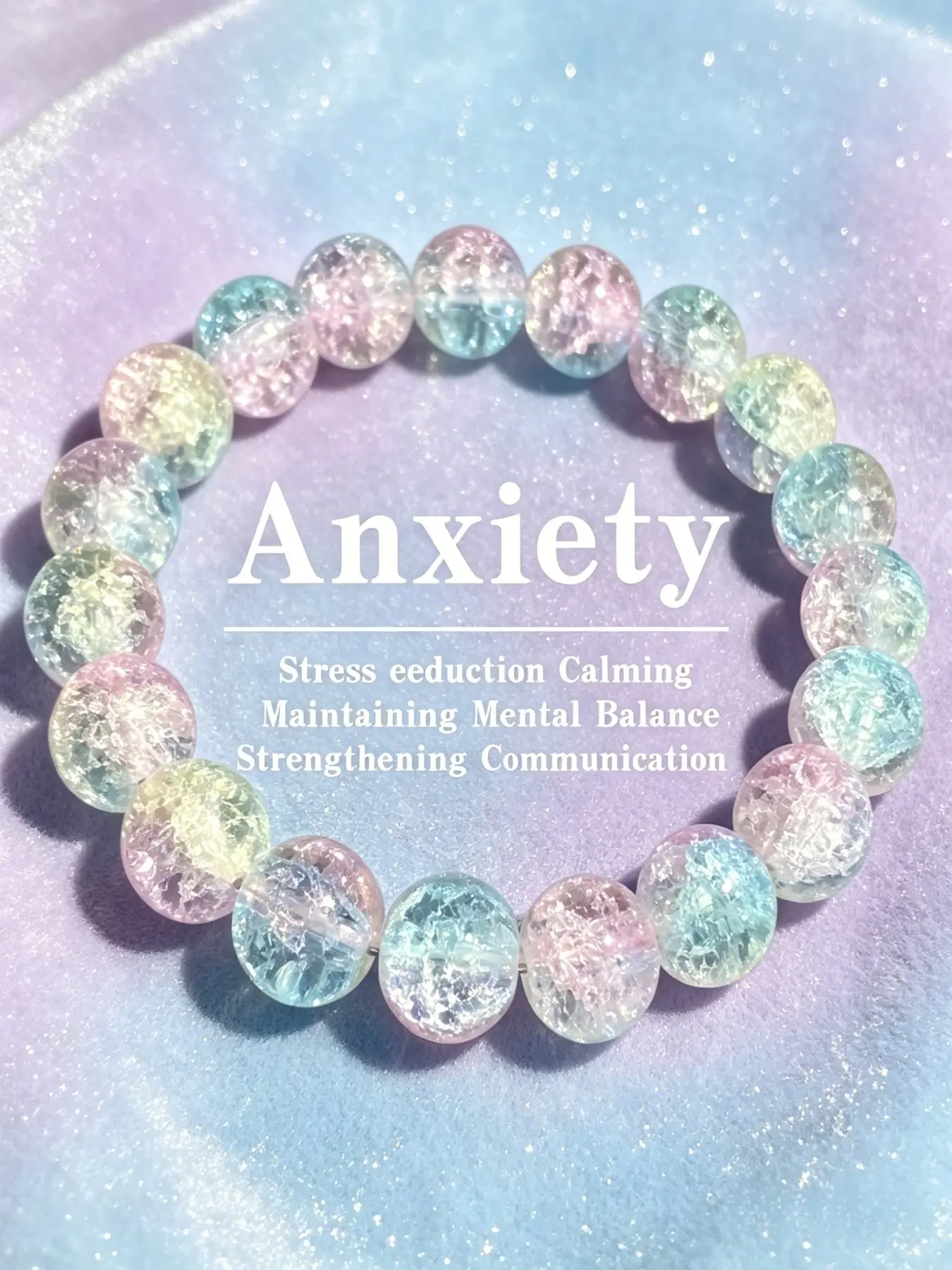 Anxiety Soothing Pastel Ombre Shattered Crystal Wellness Wristband, Steady Mental Balance & Strengthened Interpersonal Communication, Ldeal Gift For Her Who Is Feeling Anxious