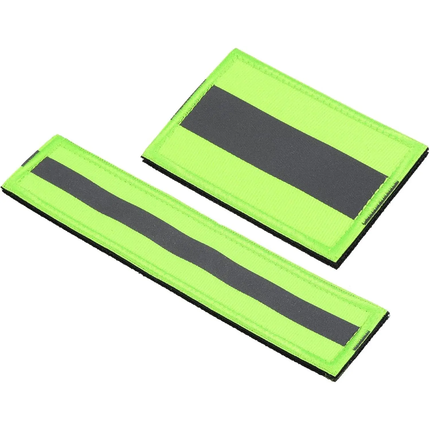 Reflective Patch 1x6 2x3, 2 Pcs Hook and Loop Fastener Safety Appliques for Night Sportsperson Worker Hiker, Green