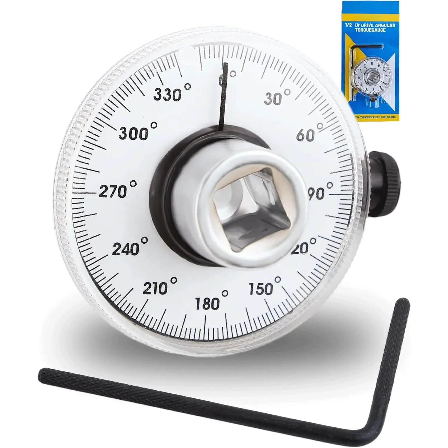 1/2 Torque Wrench, 360° Adjustable Torque Wrench Angle Gauge Mechanical Rotary Zero Return 1/2" Drive Torque Angle Gauge with -Length Adjustable Arm for ,  & Heavy Machinery