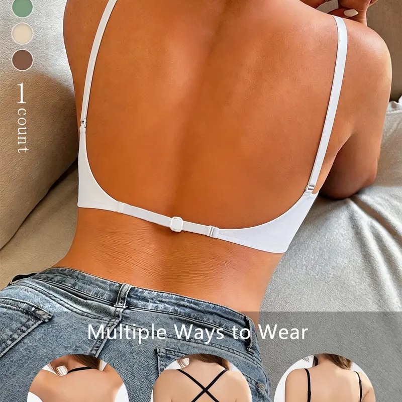 Women's Seamless Elegant Backless Bra, Convertible Multi-Strap Wireless Push-Up Bra for Wedding Dresses and Party Gowns, Multiway Strappy Bra, Elegant Bras