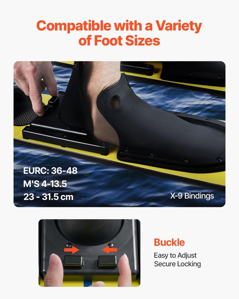 VEVOR 67" Water Skis, Adult Water Ski with X-9 Adjustable Horseshoe Bindings & Padded Rear Toe Plate, High-gloss UV Coating Waterskis Combo for Adults Up to 300 lbs