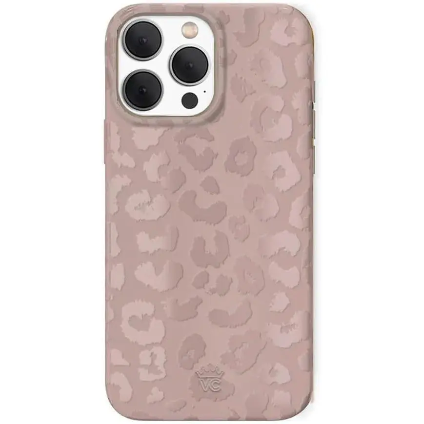 Women's Leopard Cheetah Print Smartphone Case for iPhone 15 Pro - MagSafe Compatible - 10ft Drop Tested - Girly Cute Designer Protection Cover - Nude Neutral Beige Aesthetic - Fits Handheld Cellphone Devices