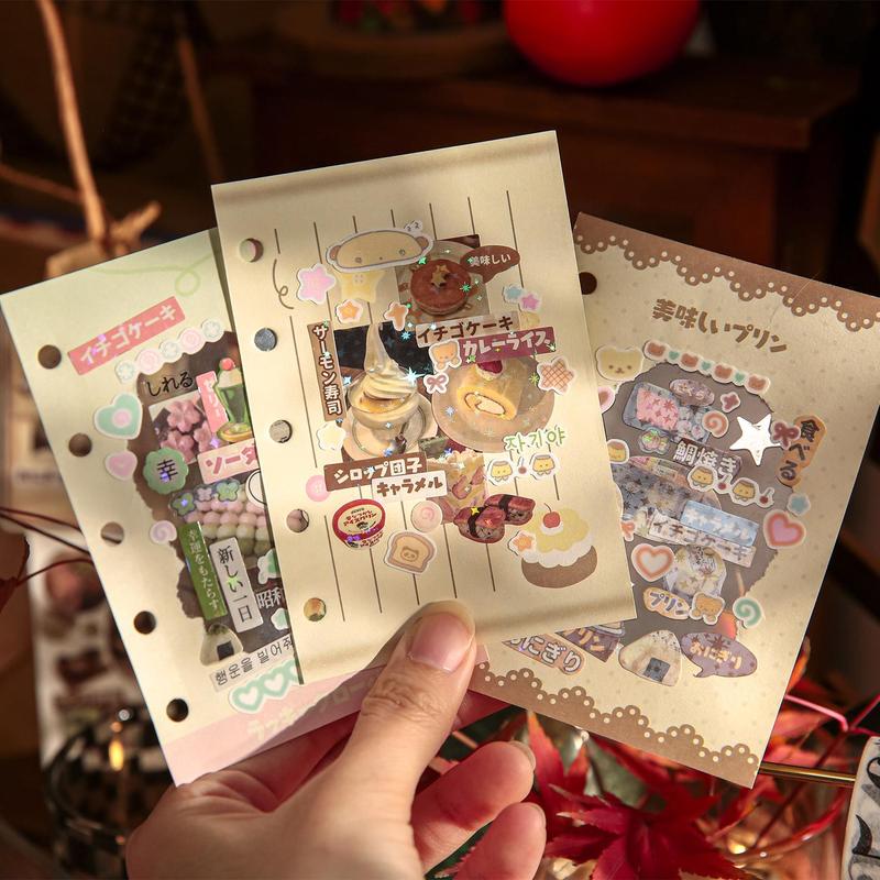 Vintage Dessert Pattern Sticker Book, Cute Sticker Book, Office Label & Sticker, DIY Decorative Sticker Book for Phone Case Water Bottle