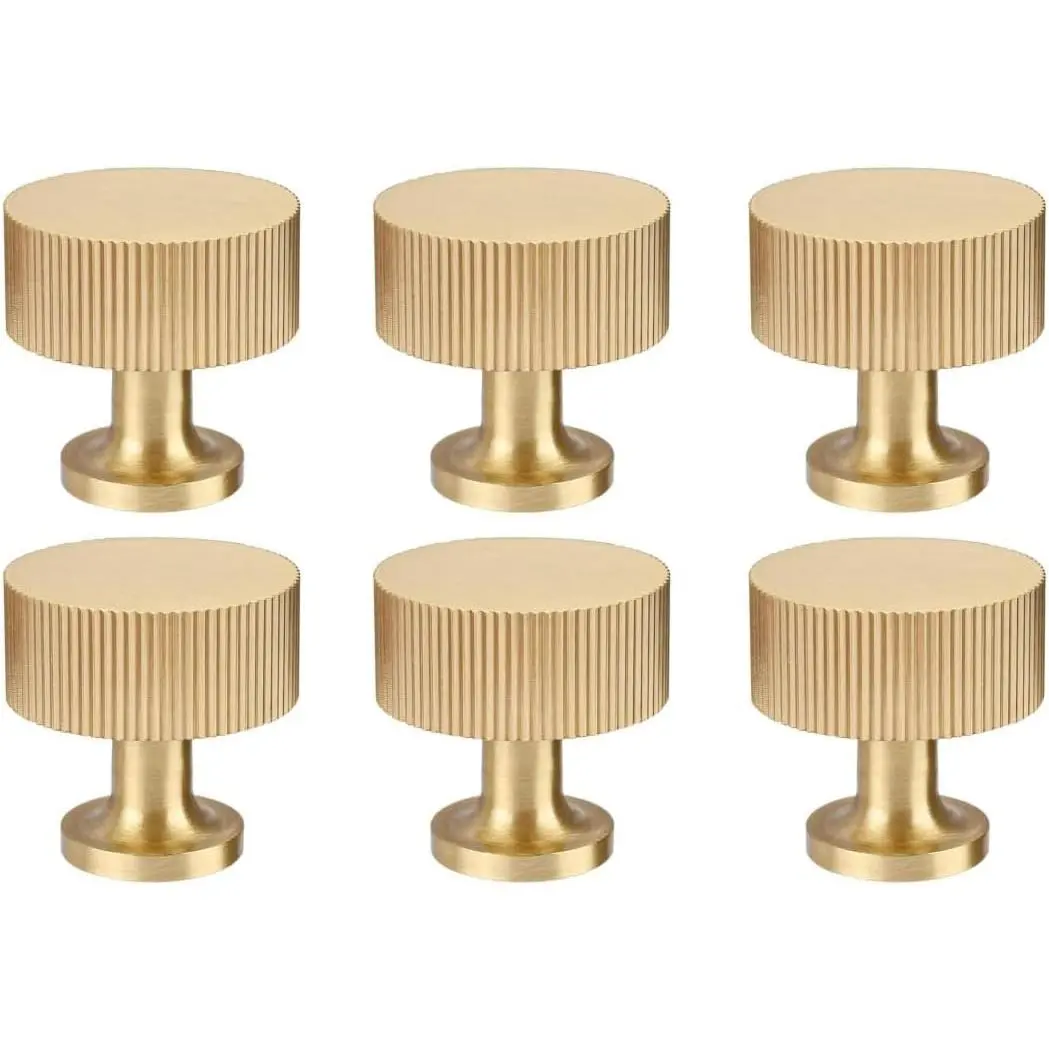 RZDEAL Set of 6 1"x1" Solid Brass Gold Cabinet Knobs - Brushed Finish Home House Decor Pull Handles for Drawer Dresser, Room Decor, Modern Pull