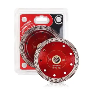 4.5in Super Thin Turbo Mesh Rim Diamond Porcelain Saw Blades (2pcs) - Thicker Center, Long Life Diamond Matrix Cutting Disc for Dry Cutting Ceramic, Granite Tiles with Chip-Free, Fast, Smooth Performance