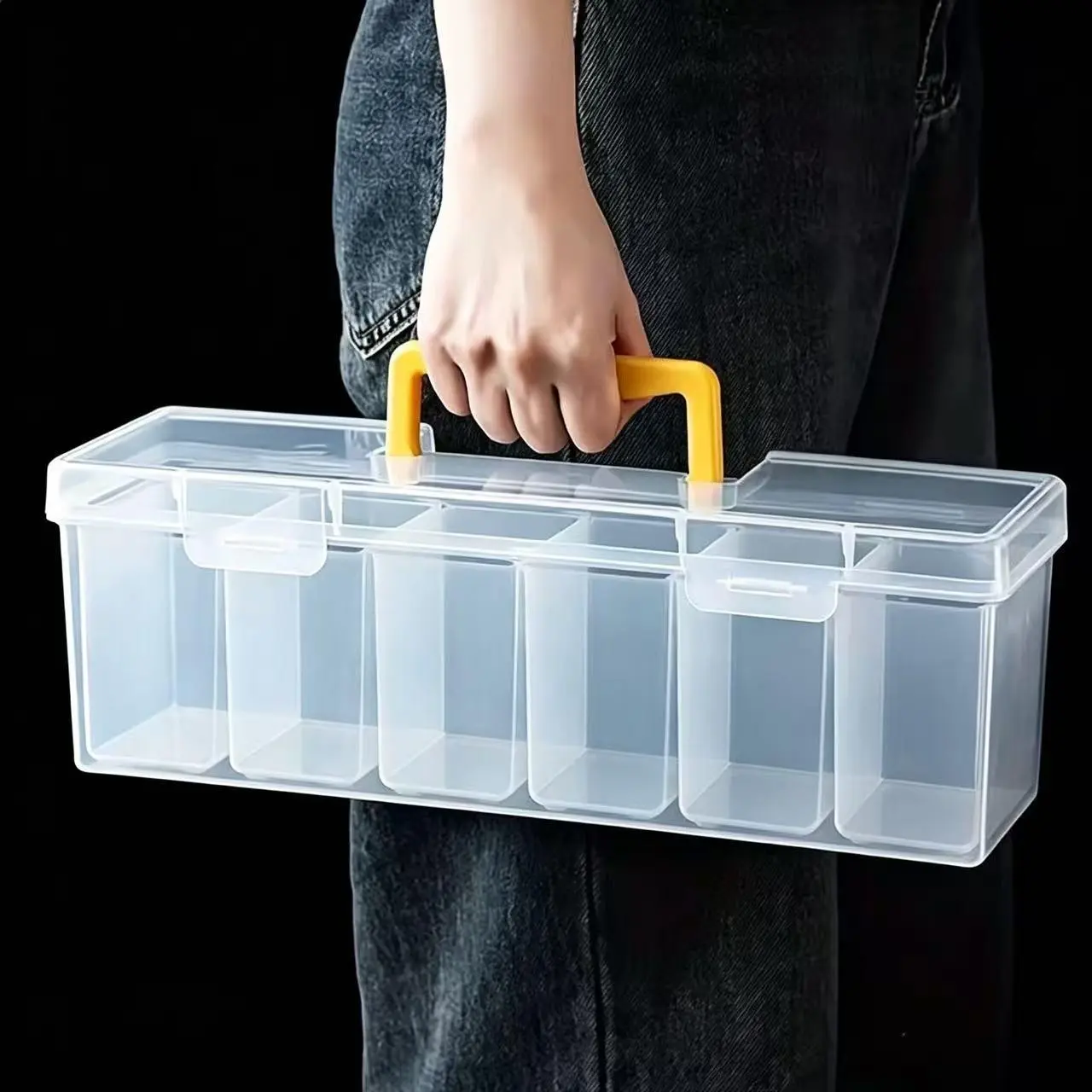7pcs Tool Storage Box Set, Transparent Multi-Compartment Organizer, Screw Accessories Sorter, Portable Toy & Hardware Keeper, Tool Storage Container, Toolbox Storage Box, Tools Storage Organizer