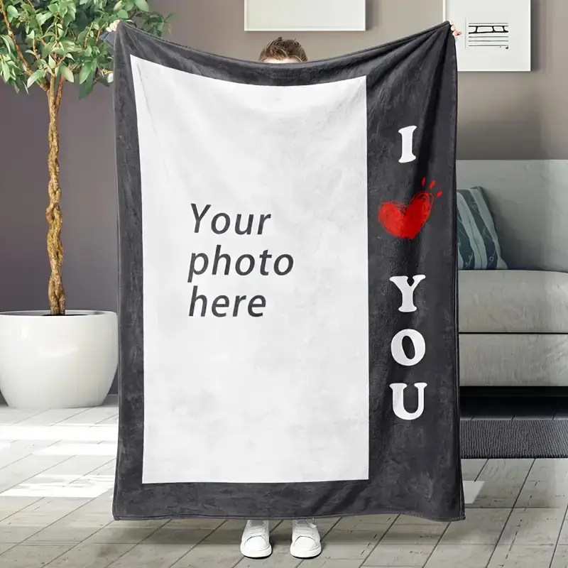Personalized Photo Blanket with Your Own Pictures - Super Soft Fleece Suitable for All Seasons, Machine Washable Bedspread/Throw, HD Printing Retro Bedding Gift for,,, Couch - Upload Your Photos