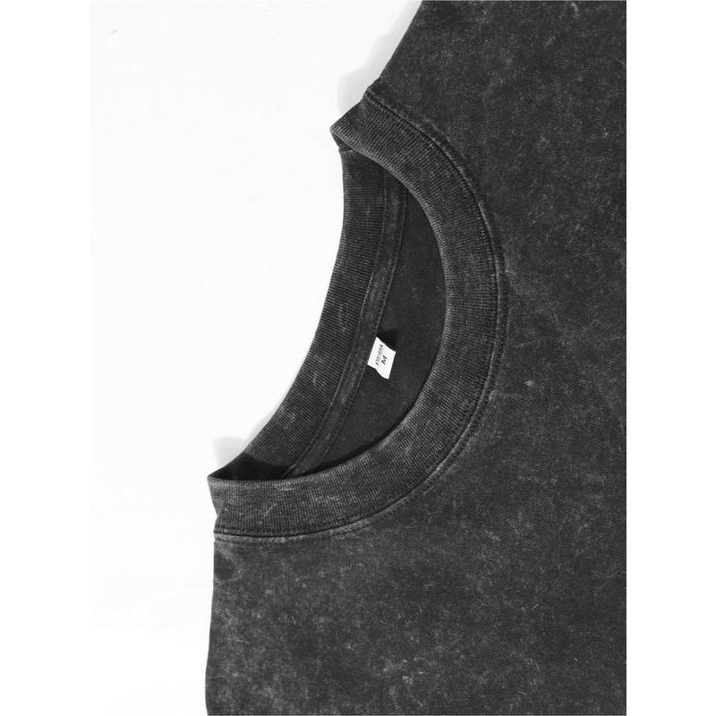 Sunland Miller High Life Acid Wash Tee Champagne Beer Front And Back Graphic Print, Boutique 230g Washed Distressed Batik Thickened Cotton T-shirt, Men's Fashion Casual Cotton T-shirt, Short Sleeve Crew Neck T-shirt