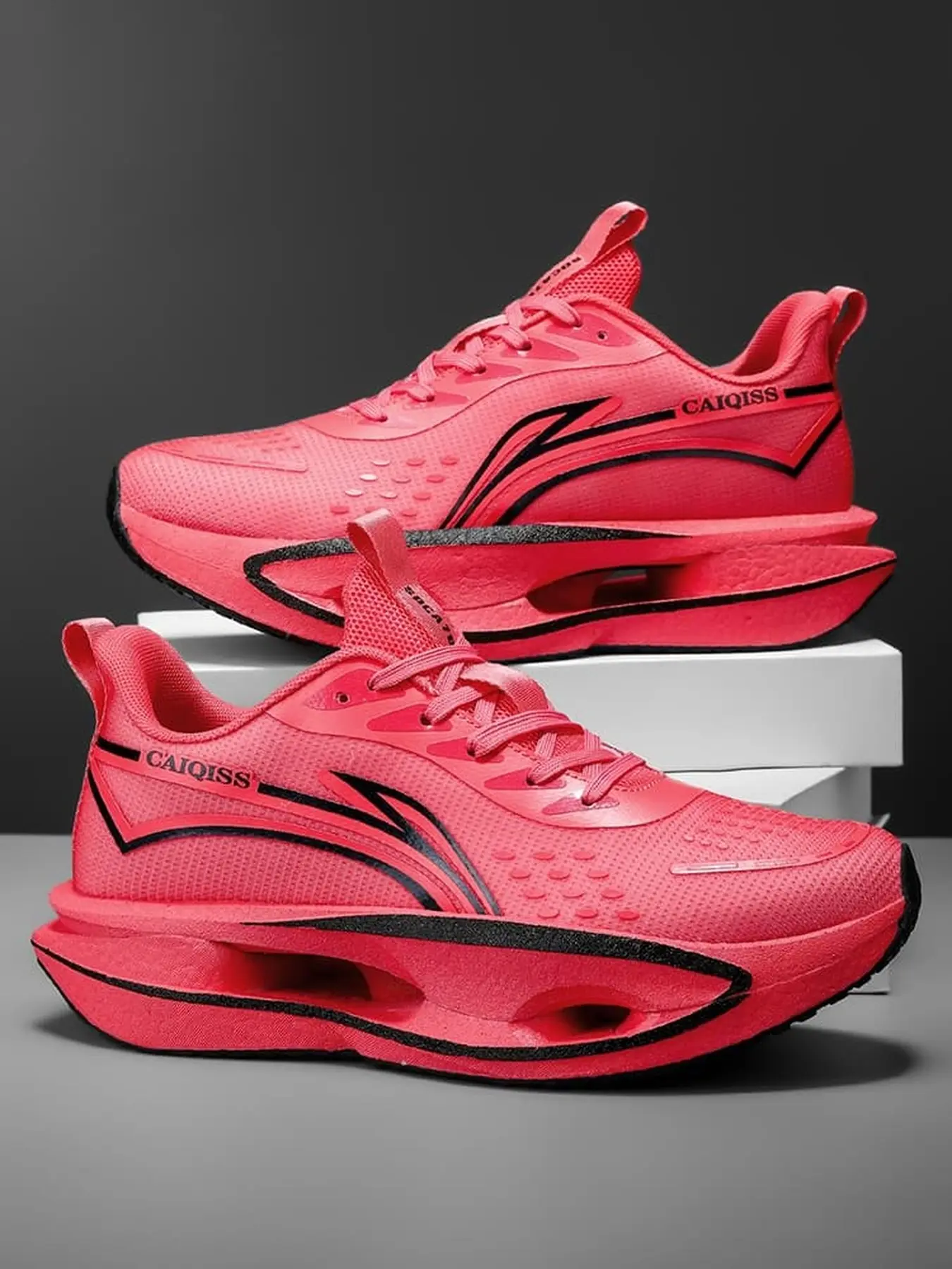 Unisex gradient hollow thick sole training running shoes, high elastic foam anti-slip breathable for outdoor sports