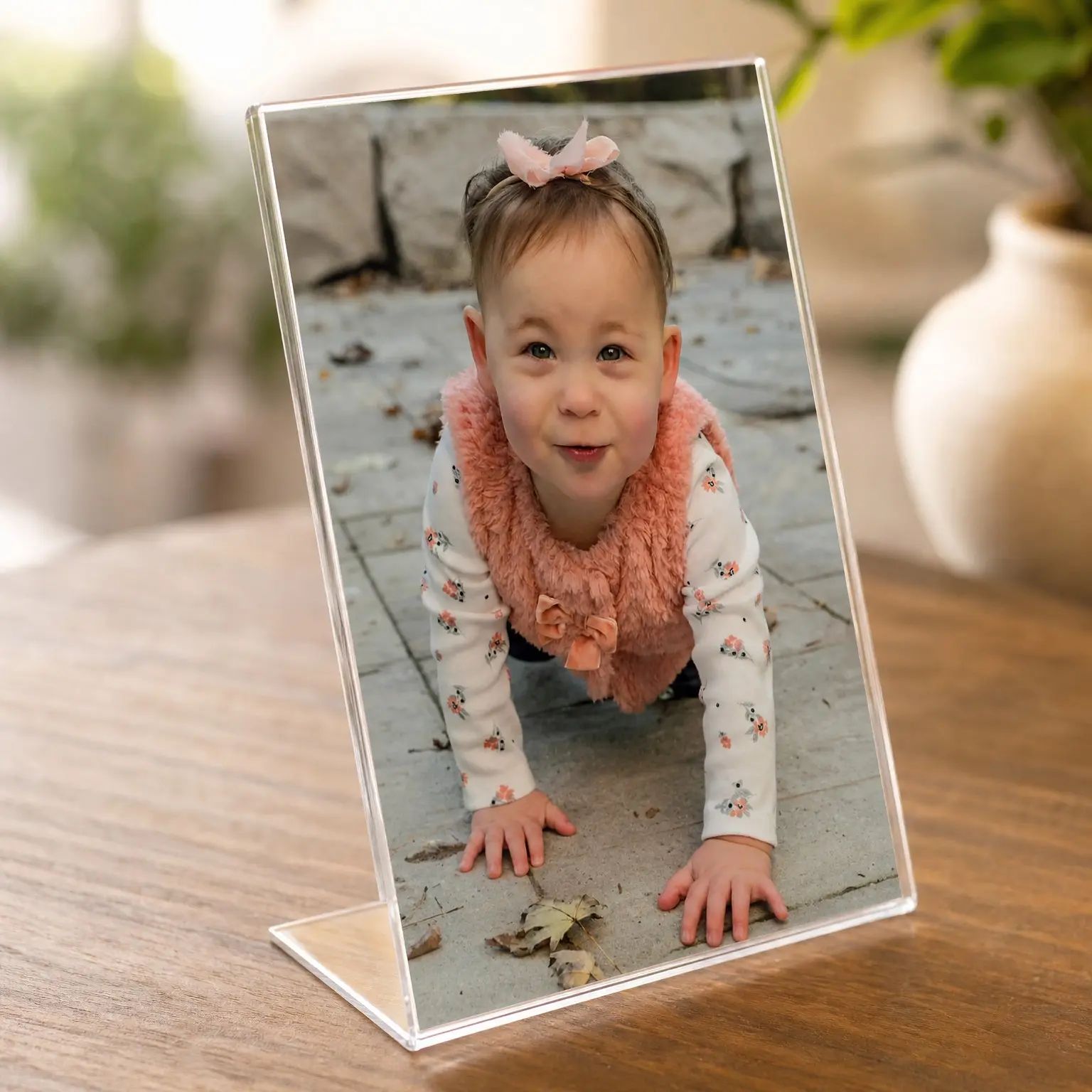 4x6 Acrylic Picture Frames, Clear Vertical, 6 Pack - Double-Sided Slanted Base for Photos, Signs, Menus - Bulk Plastic Frame Holder Stand for EventsGift