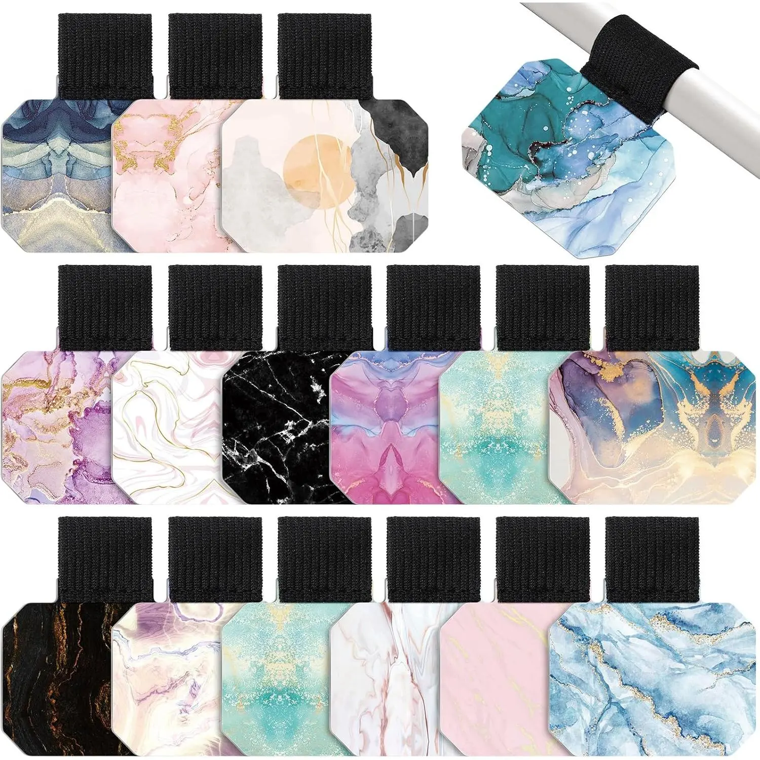 16 Pack Pen Loop Holder for Notebook Self Adhesive Elastic Band Pen Holder Leather Pencil Stylus Attachment for Tablet Clipboard Journal    to School