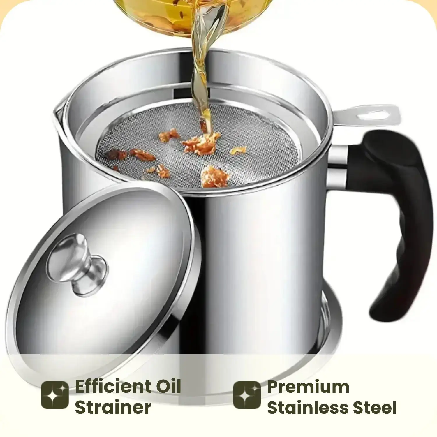 Stainless Steel Oil Pot with Tray and Lid, Kitchen Oil Dispenser and Bacon Grease Container, Cooking Oil Container, Olive Oil Dispenser, Kitchen Gadget, Oil Drip Drainer, Oil Dispenser for Kitchen, Kitchenware, Oil Storage Pot