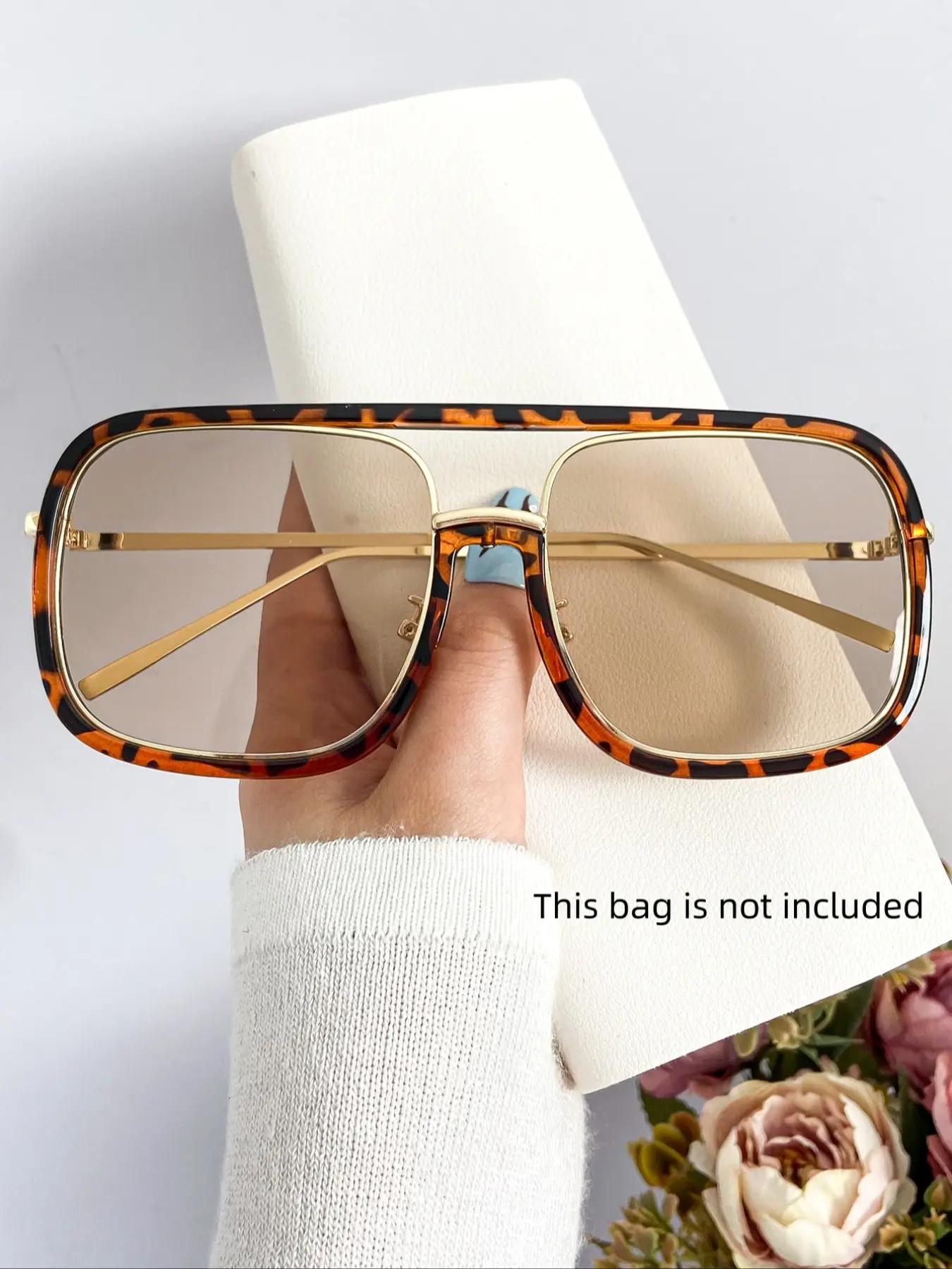 Unisex Street Style Tortoise Pattern Flat Top Frame Glasses, Trendy Casual Glasses for Everyday Use, Fashion Accessories for Outdoor Activities