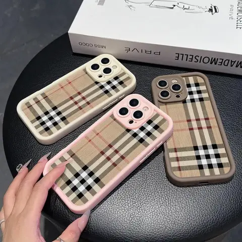 Plaid Pattern Soft Durable TPU Cellphone Case - 1-Piece Shockproof Shell with Cushions for Daily Drops, Transparent, Anti-Fall Protection for iPhone 11/12/13/14/15/16/17 Pro Max/Pro Plus Air, Holiday Gift for Partner, Mobile Phone Accessory QXB640