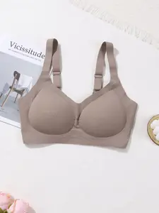 Full Bust Side & Back Smoothing Seamless Jelly Bra, Extended High Side Panels Hide Underarm Bulge Continuous Jelly Support Band Wide U Back Wireless Shaping Lingerie