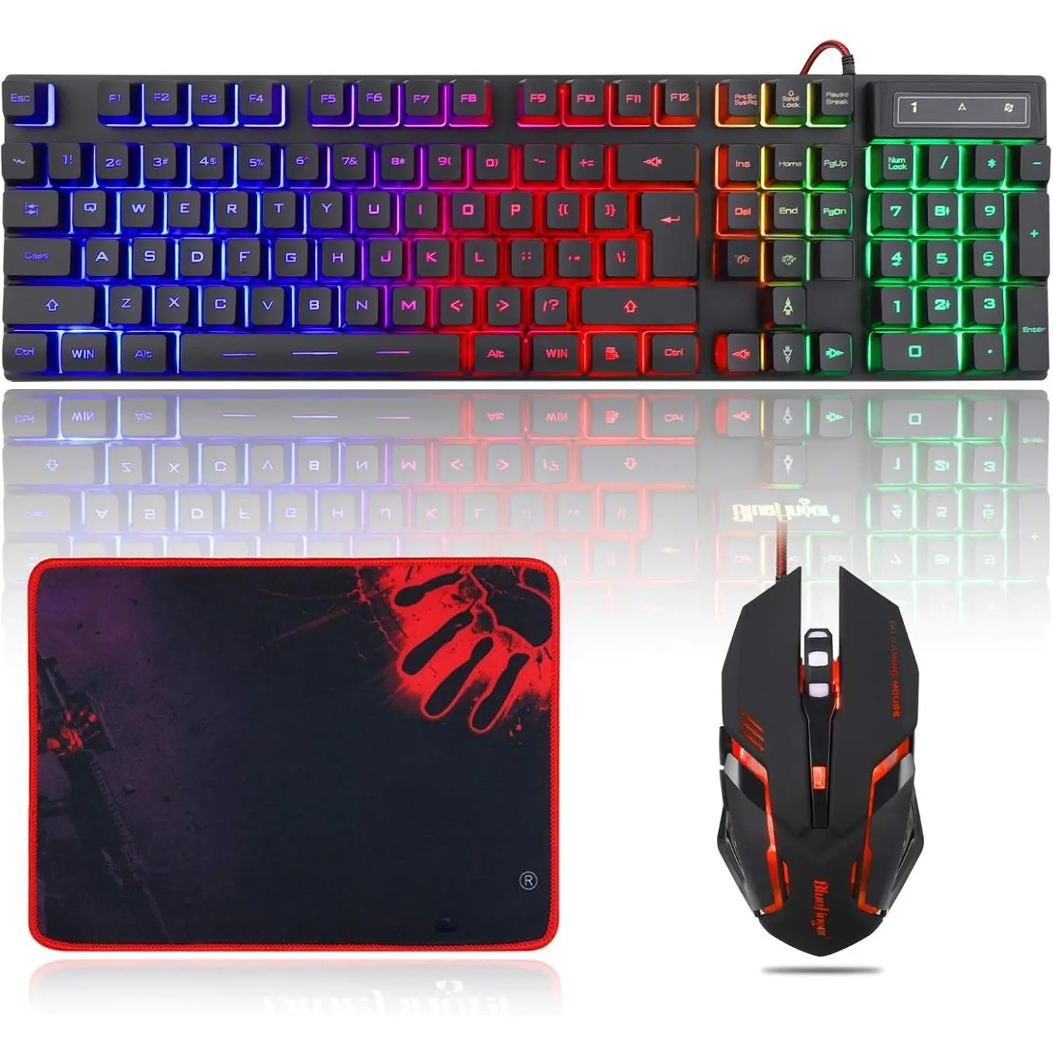 RGB Gaming Keyboard and Backlit  Combo, USB Wired, LED Gaming Set for Laptop PC   and Work