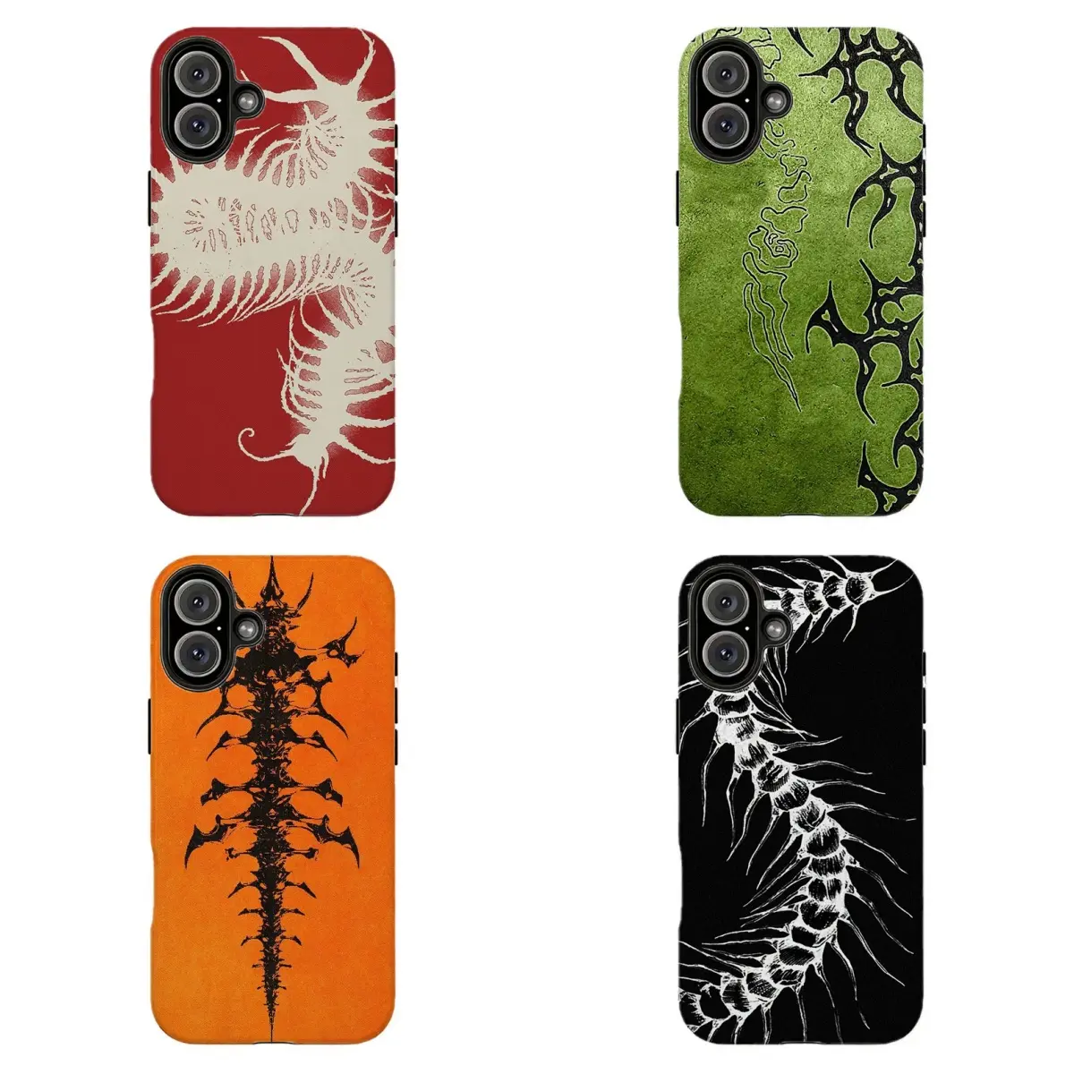 Vintage Textured Red/Green/Orange Base Bug Cover |   Y2K Weirdcore Vibe  , For iPhone 11 12 13 14 15 16 17 Pro Max For Samsung S26 S25 S24 S23 S22-Gift For Her/Him/Anime lovers