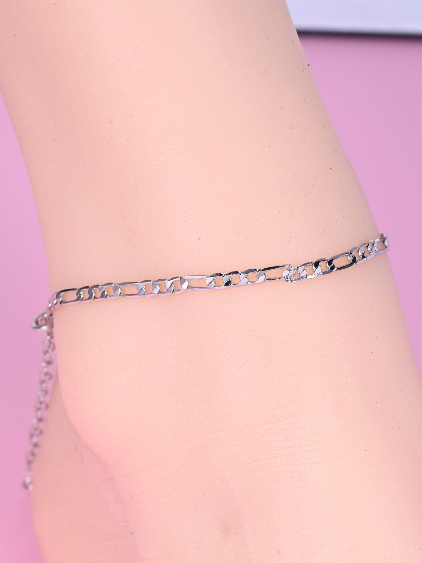 Simple Style Chain Anklet, Dainty Layered Anklet, Fashionable Stainless Steel Anklet for Women & Girls, Casual Adjustable Ankle Bracelet for Party, Daily Clothing Decor, Birthday Gift