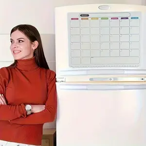 Magnetic Fridge Organizer Set - Reusable Monthly/Weekly Planner Sticker + Memo Board, Calendar & Note Kit for Home Office