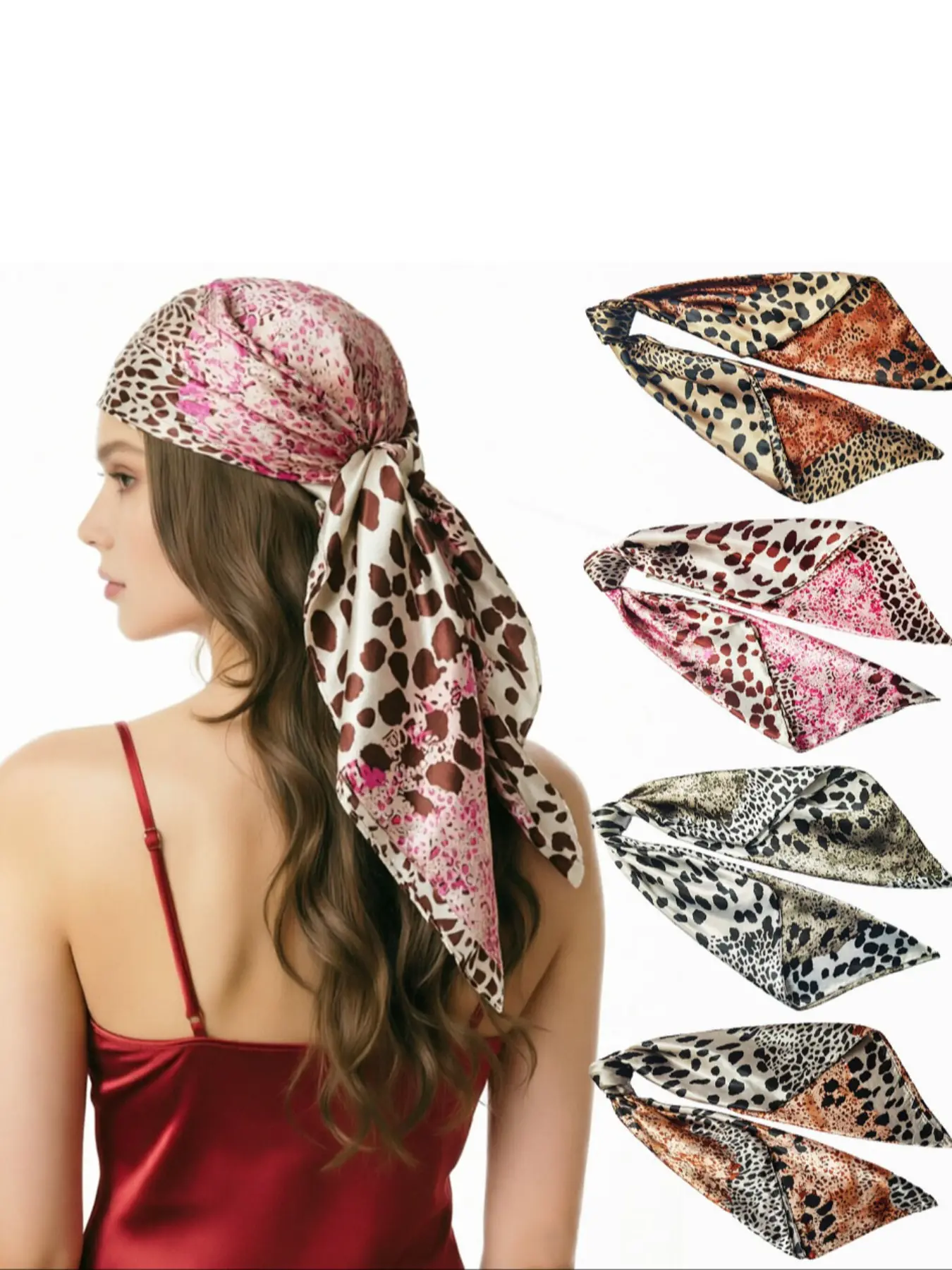 Leopard Print Scarf Headscarf for Women, Versatile European and American Style Large Scarf, Fashionable Accessory for All Seasons