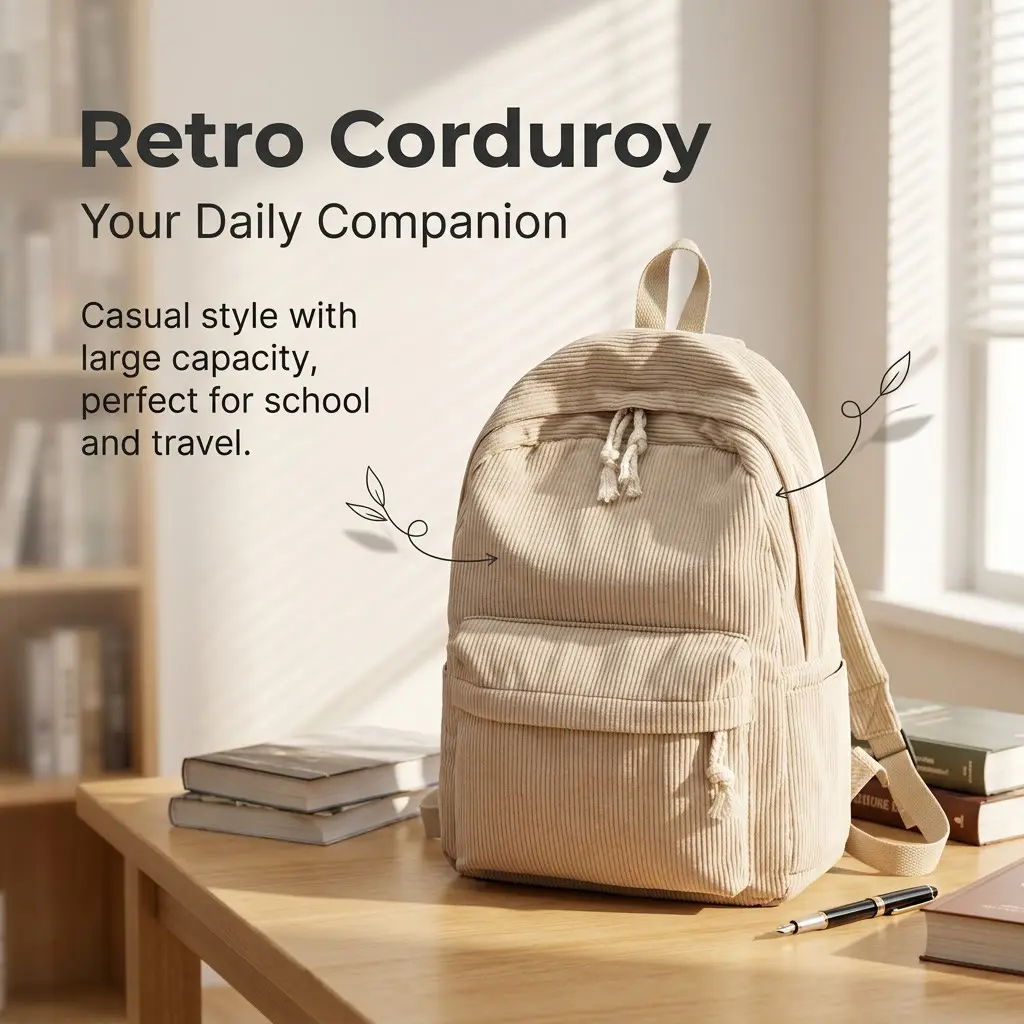 Vintage Casual Velvet Backpack, College Backpack, Commuter Backpack, Youth Backpack, Large Capacity Soft Lightweight Daily Commute Travel Book Bag, Perfect for Everyday Use