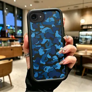 Phone case for iphone 16E 17E Enhanced Peotection TPU Gift Blue Camouflage Pattern Phone Case Drop-Resistant Protection Celestial Eye Layered Phone Case BO-JT-MIBM