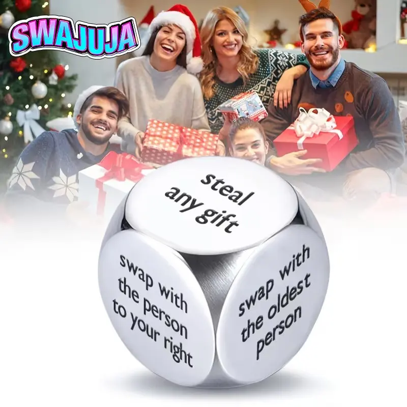Santa Swap Dice Festive Game for Christmas Gatherings, Designed for Group Gift Exchanges, Featuring 6-Sided Dice for Party Activities And Enjoyable Favors