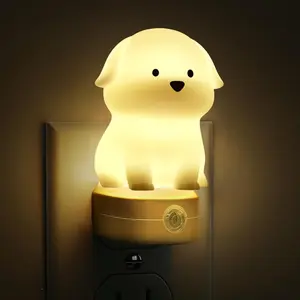 LED Plug in Night Light for Kids, 3D Cute Puppy Night Lights with Dusk to Dawn Sensor, RGB+Soft White 3000K Dog Night Light, Christmas Birthday Gift Nightlight for Kids, Room Decor