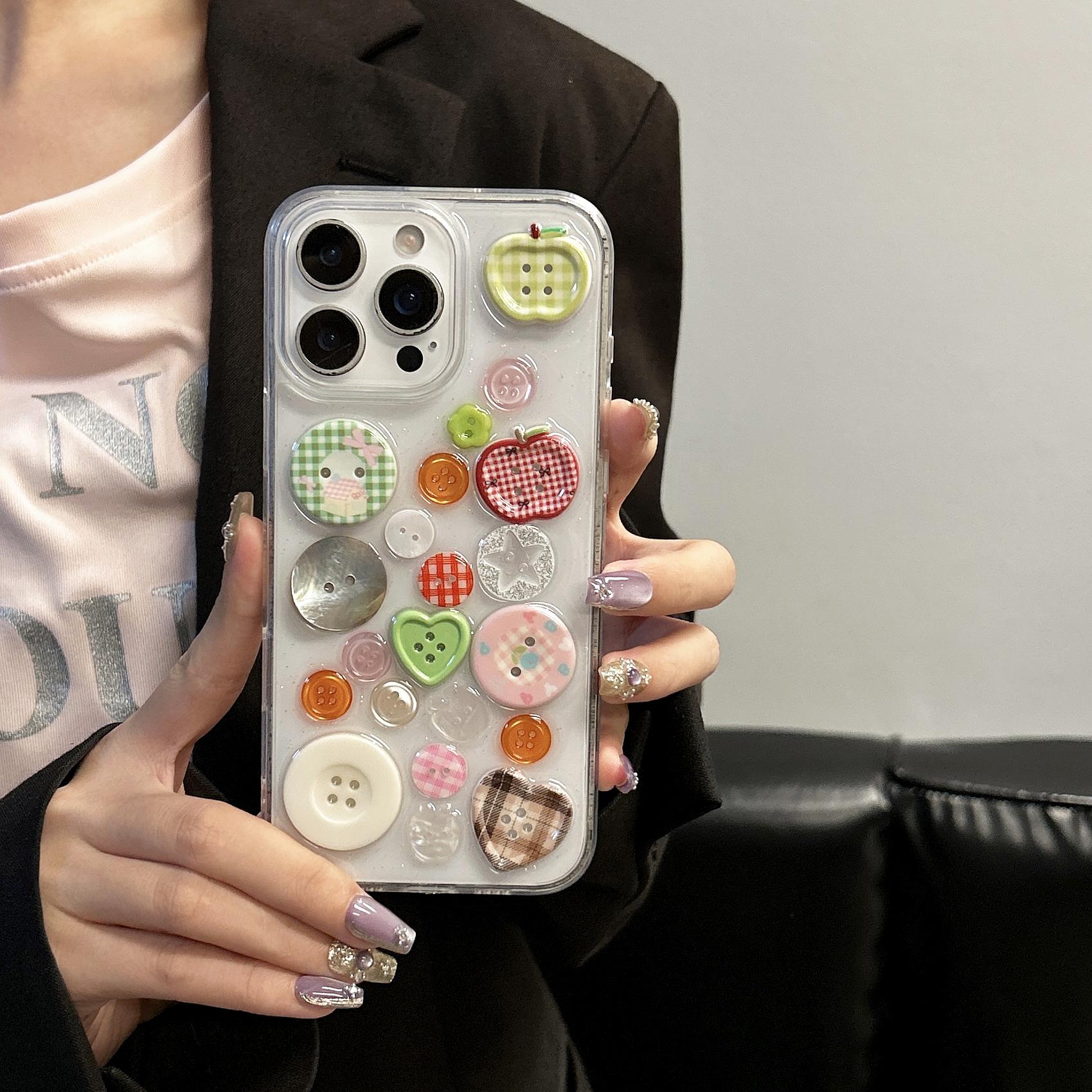 3D Button  Phone Case For iPhone 17 16 15 14 13 12 11 16 Pro Max 14 15 16 Plus Silicone Clear Transparent Protector Cover