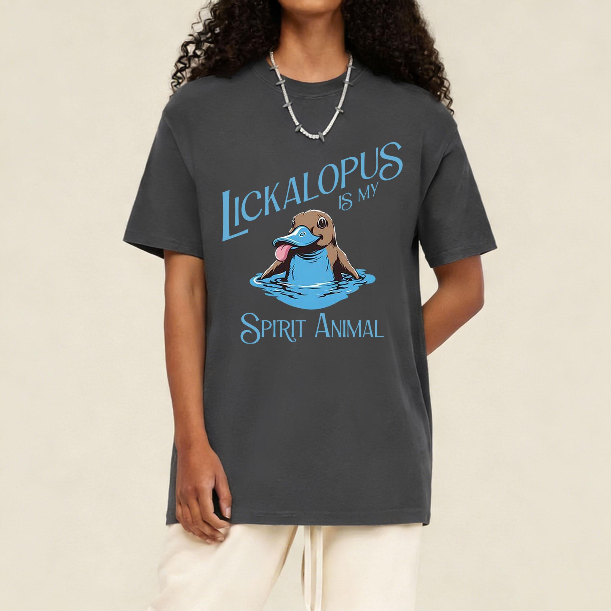 Cartoon Lickalotapus Print Round Neck Tee, Regular Fit Casual Short Sleeve T-shirt, Summer Top for Daily Wear, Tropical, Casual Style Tee