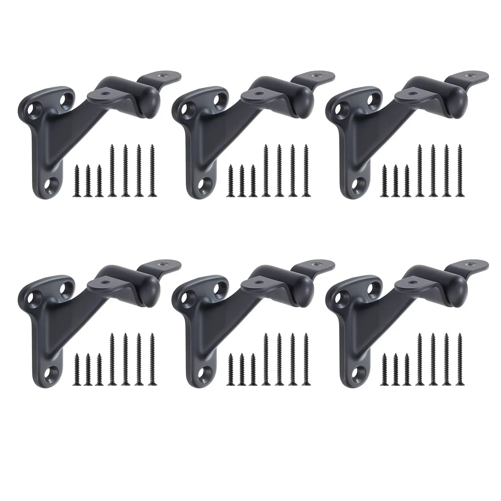 【DealsForYouDays】VEVOR Handrail Hardware Bracket, 6 Packs Heavy Duty Hand Rail Brackets, Flexible Angle Adjustment Easy Install, Stair Railing Hardware for Stairways Handrail, Staircase, Matte Black
