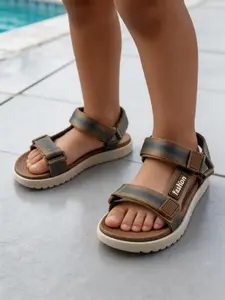 Boy Summer Sandals, Sporty Style, Adjustable Velcro Straps, Eva Sole, Textile Upper, Solid Pattern, Easy to Wear, Beach Shoes