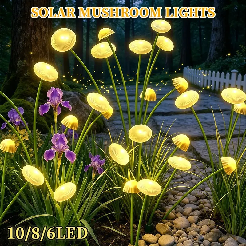Solar Jellyfish Mushroom LED Light String, with 8 Lighting Modes, Suitable for Outdoor Decoration Jellyfish Mushroom String Lights in Gardens/paths/courtyards/weddings/parties/Halloween/Thanksgiving/Christmas Decorations.