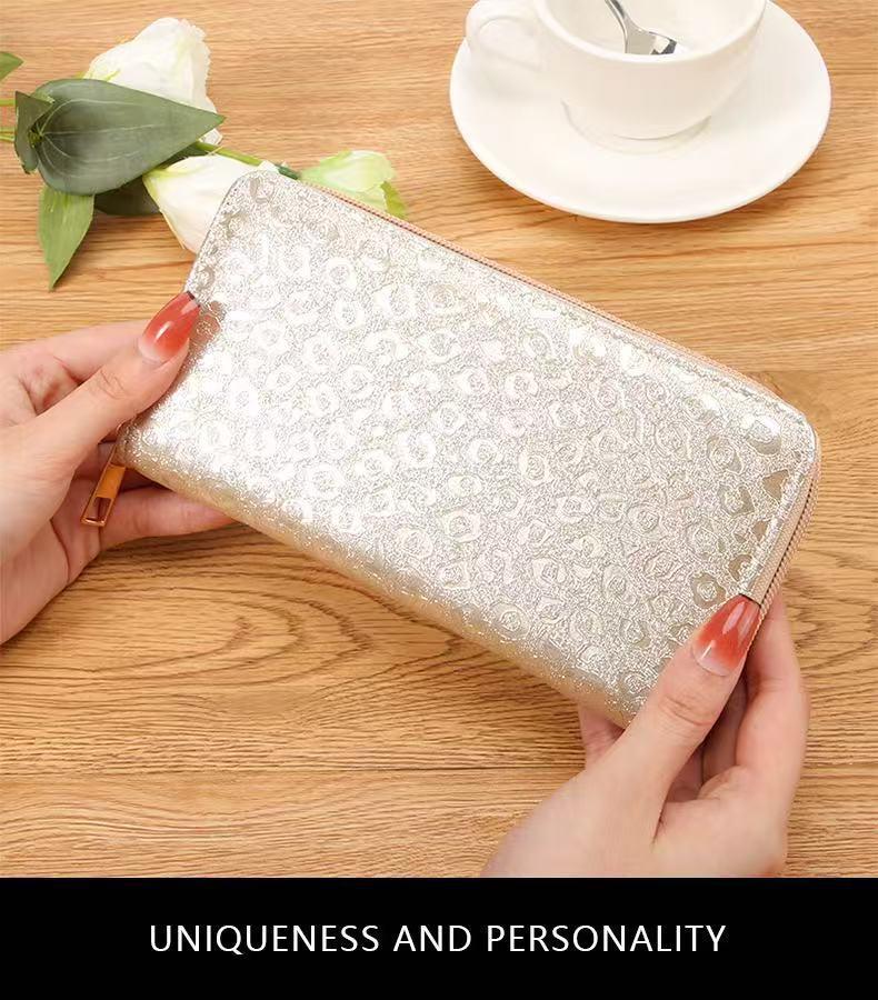 Laser Zipper Bag Grid Pattern Triangle Mermaid Shining Pink Large Wallet Women's Bag