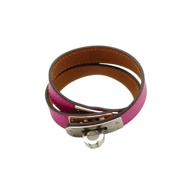 Pre-owned HERMES Kelly Leather Bracelet Grained LeatherP226764889
