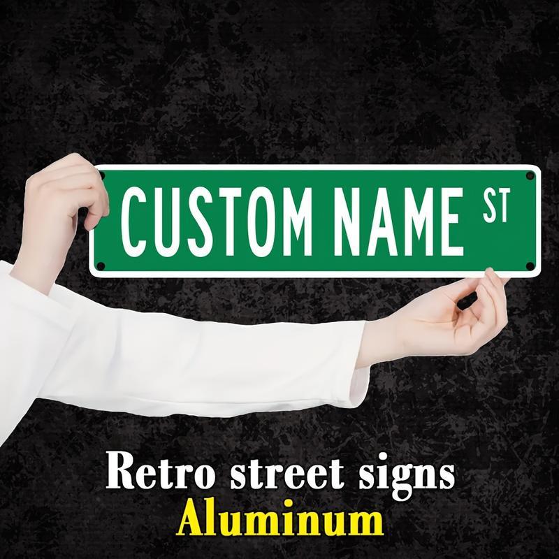 Customizable Aluminum Street Name Sign, 16X4 Inches, Easy Install, Weather-Resistant, Multipurpose Wall Hanging Decor for Home, Bar, Man Cave, Outdoor Use, English Text, 40X10Cm Christmas Decorations