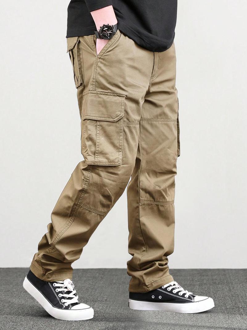 Men's Loose Solid Casual Slant Pocket Drawstring Waist Cargo Pants, Casual Street Straight Leg Trousers for Outdoor Hiking Fishing, Woven Bottoms for All Seasons Pants Men's Loose Solid Casual Slant Pocket Drawstring Waist Cargo Pants, Casual Street Straight Leg Trousers for Outdoor Hiking Fishing, Woven Bottoms for All Seasons Pants