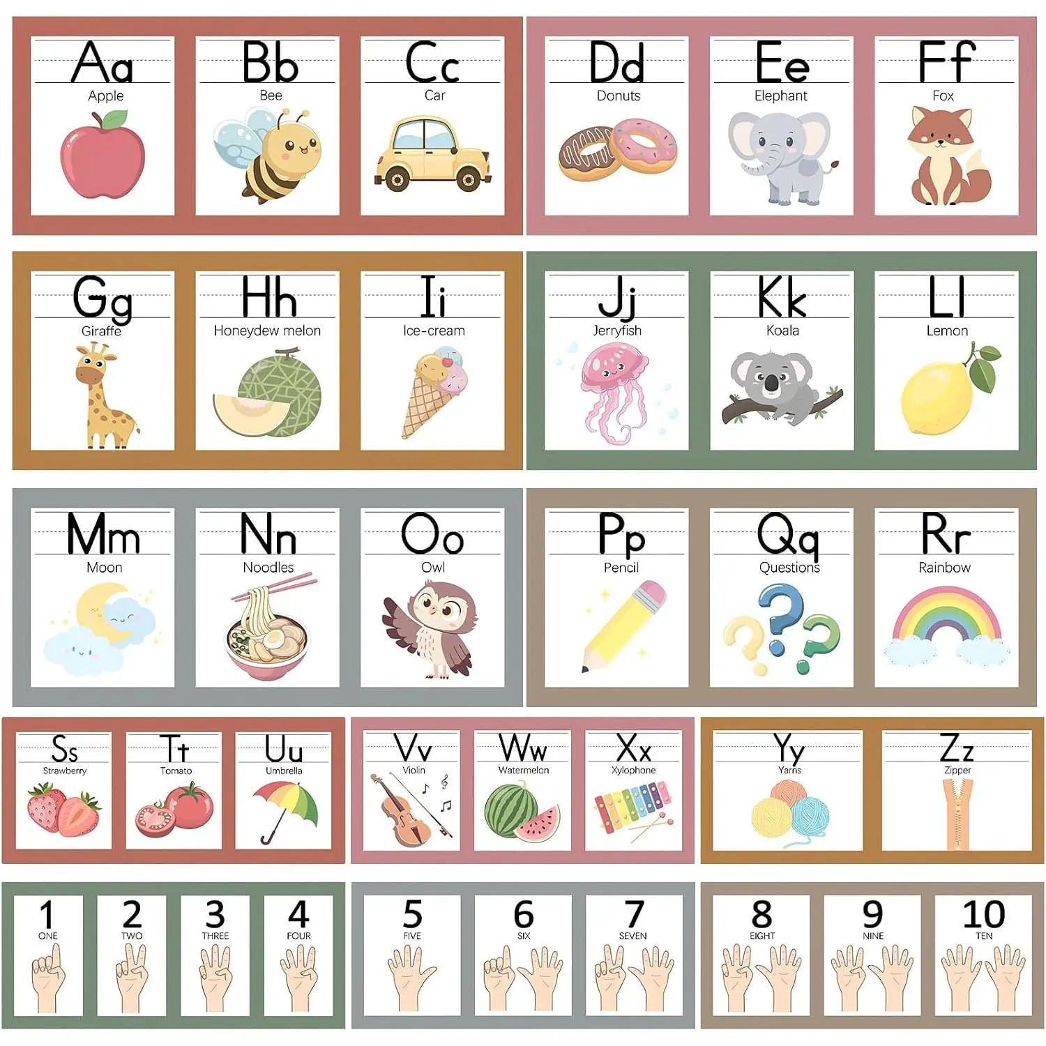 Boho Alphabet for Classroom Wall Decorations  , Alphabet Number Line Posters Bulletin Board Set of 12,  to School ABC Letters Teacher  Haves Supplies (Boho)