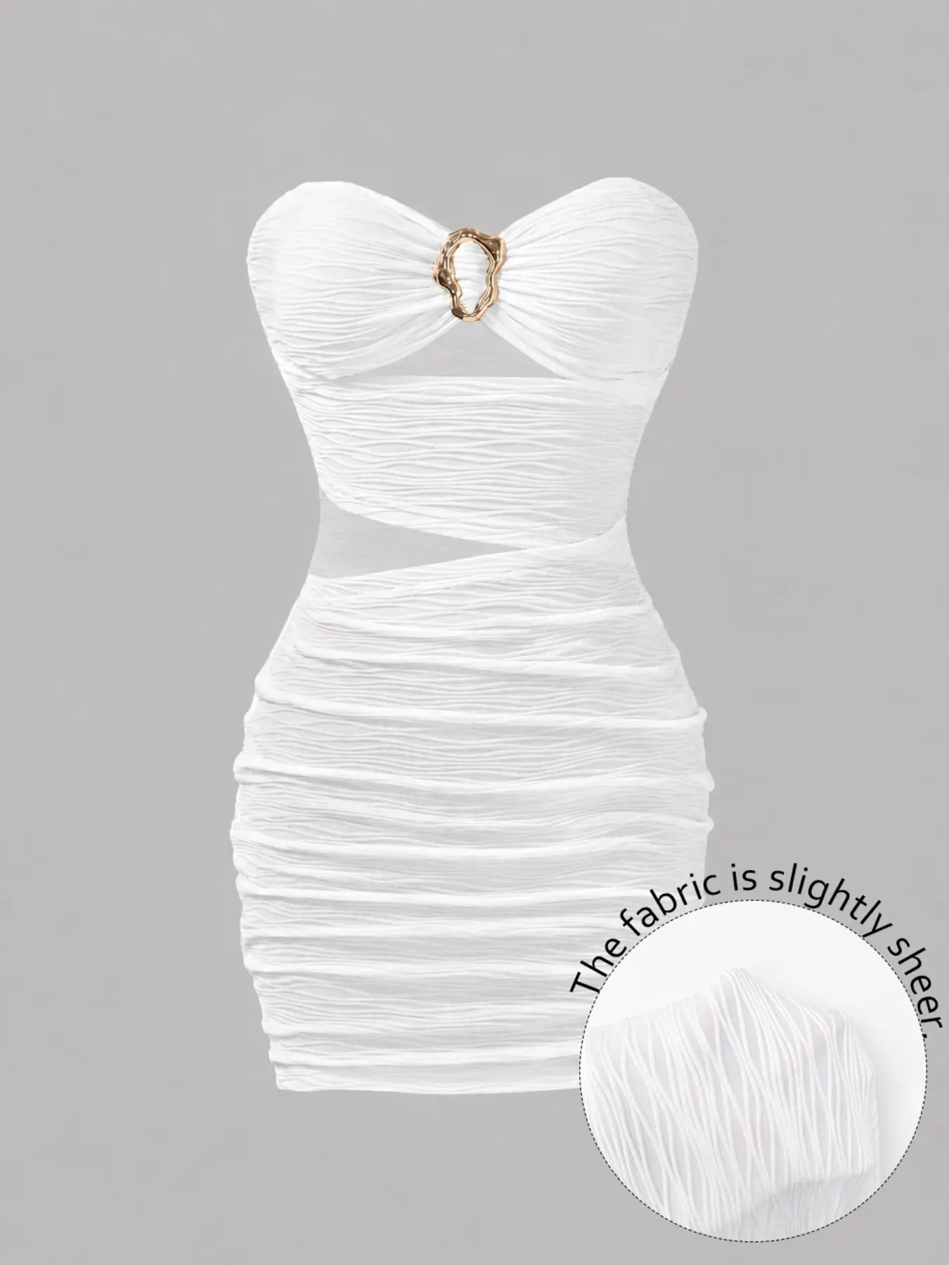Summer Women's Sexy Slim Fit Bodycon Strapless Sleeveless Mini Dress with Metallic Metal Buckle, Bodycon Tube Dress, Fitted Dresses, Fashion Minimalist Simple Casual Date Party Versatile Wear Womenswear