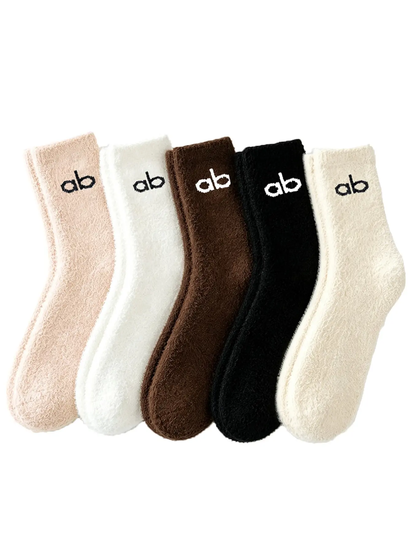 5 or 10 Pairs Women's Soft Fluffy Fuzzy Warm Socks, Letter Pattern Crew Socks, Slim-Fit Casual Socks for Home, Sleep, Daily Wear, Perfect Gift for Winter & Christmas
