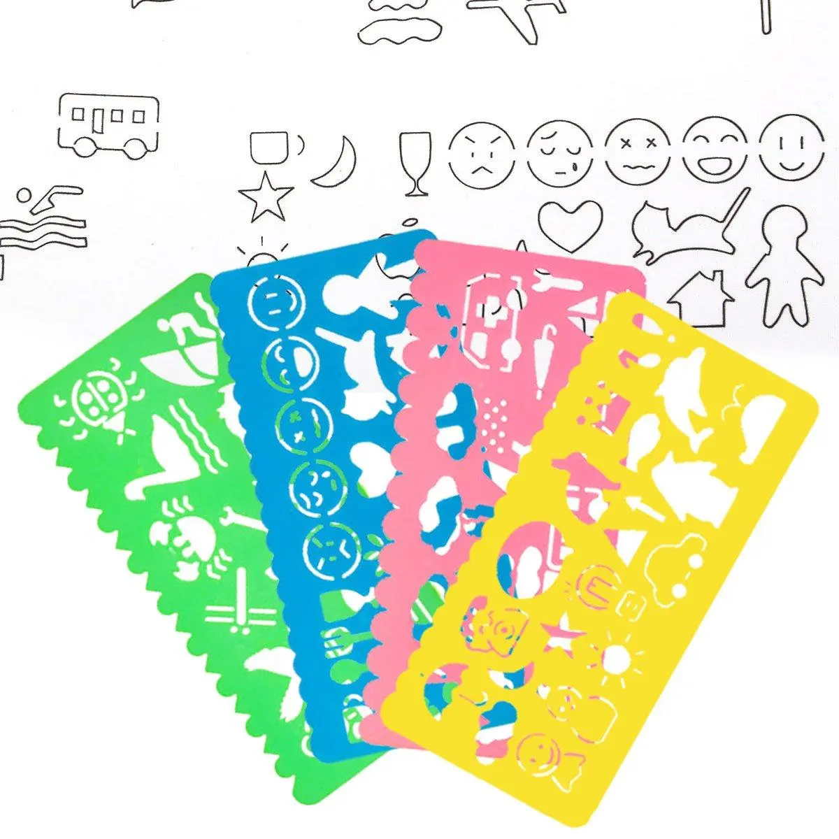 4Pcs Colorful Plastic Drawing Stencils Set for DIY Crafts, Animal Templates for Boys and Girls, Creative Art Supplies for Ages 13 and Up