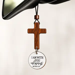 Daily Bible Verse Rearview Mirror Cross Ornament, Hanging Scripture Car Charm with User-Programmable NFC Tag, Setup Required