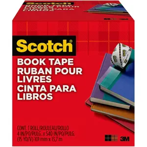 Scotch Book Tape, 4 in x 540 in, Excellent for Repairing, Reinforcing Protecting, and Covering (845-400)
