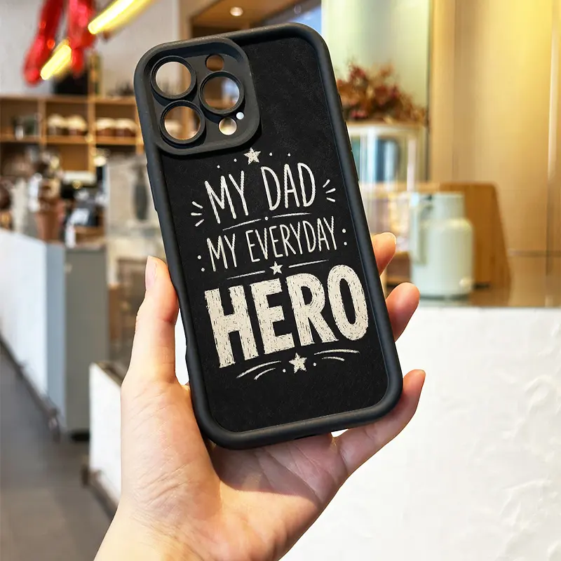 My Dad My Everyday Hero Phone Case, Black Chalkboard Father’s Day Quote Style for iPhone 17 16 15 14 13 12 11 X Plus Pro Max, Shockproof Gift for Dad