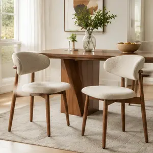 ARCH Modern Ash Wood Dining Chairs Set of 2, Padded Seat Curved Backrest Ergonomic Kitchen Chairs with Solid Wood Legs, Walnut/Oak Options for Dining Room Living Room Home Office Use, 21.3x21.3x31 in, Oak/Walnut Color Options, Wood Material