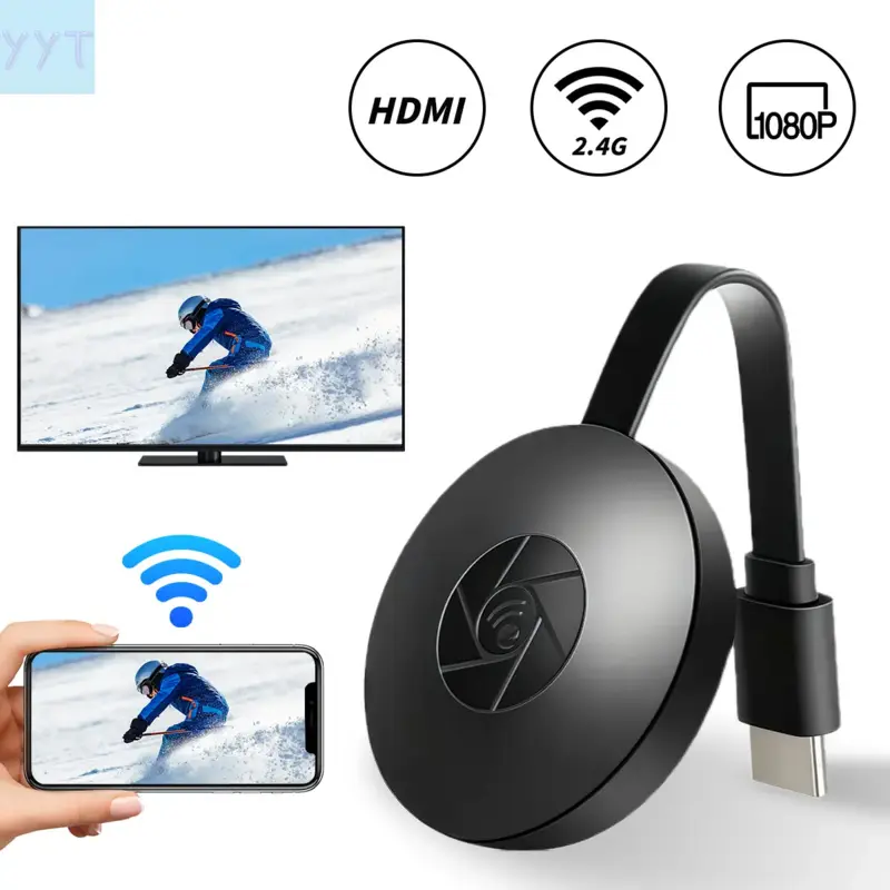 YYT1 Wireless HDMI Adapter, Electronic gadgets, 1080P Plug & Play, supports AirPlay/Miracast/DLNA screen mirroring iPhone/iPad/Android/PC/Mac, No app needed, Connects to TV/projector/monitor movies, presentations, video calls