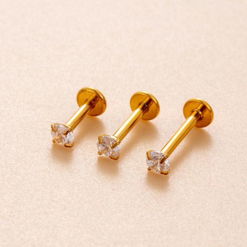 16G G23 Titanium 4-Prong CZ Internally Threaded Labret Set, ASTM F136 Titanium Lip Piercing Jewelry, Hypoallergenic Internally Threaded Nose Studs for Women Men