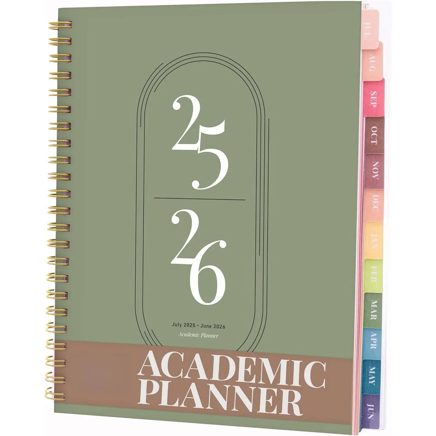 2025-2026 Academic Planner Notebook, College Planner, Daily/Weekly/Monthly Agenda (July 2025-June 2026), Student Notes Pages, Wire-Bound, 8.5x11-Inch Green Organizer for School & Work