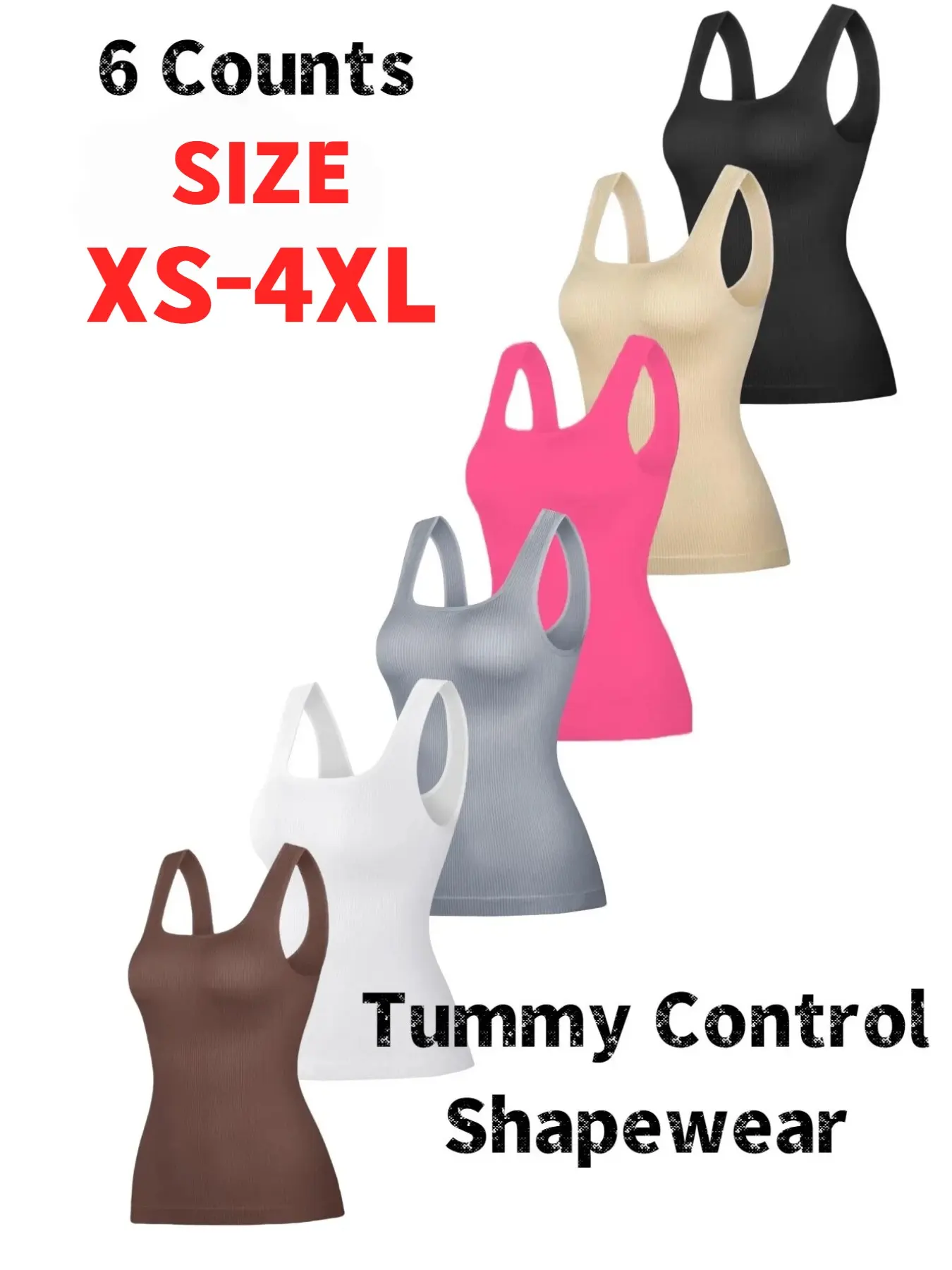 Women's Tummy Control Shapewear Tank Tops, Seamless Square Neck Compression Tops, Slimming Body Shapewear, Solid Backless Shaper Black Friday All Saints' Day Chrismas, Body Shapewear
