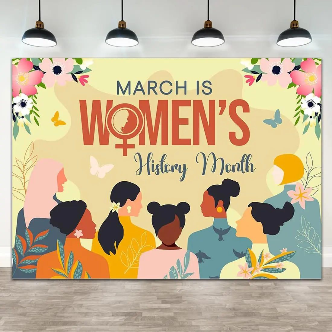 Womens History Month Decorations Banner Backdrop 7x5ft, Female Holiday Party Supplies for Photography, Women's Rights Celebration Photo Booth Studio Props for Events